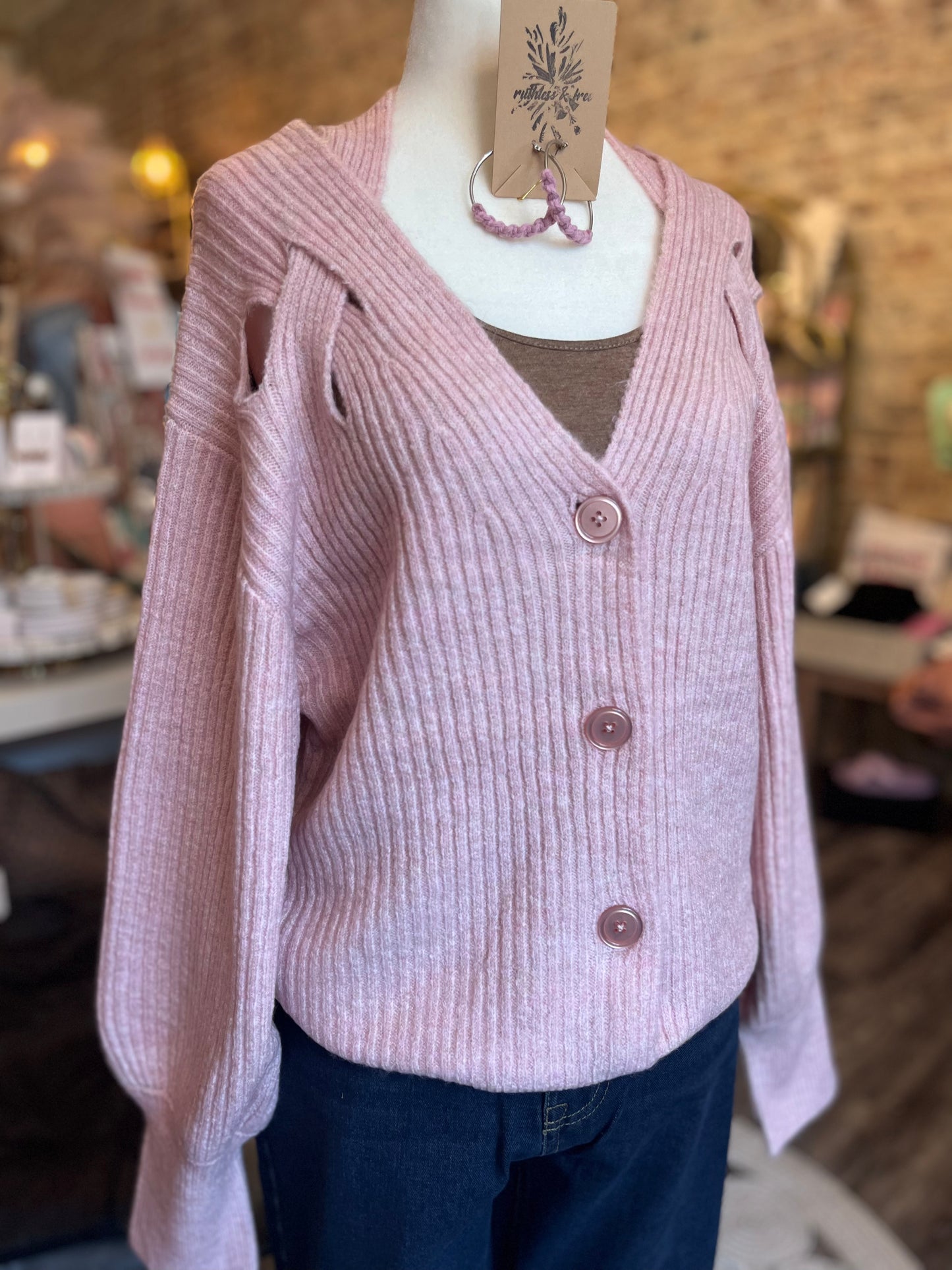 The Pink Cut-out Cardi