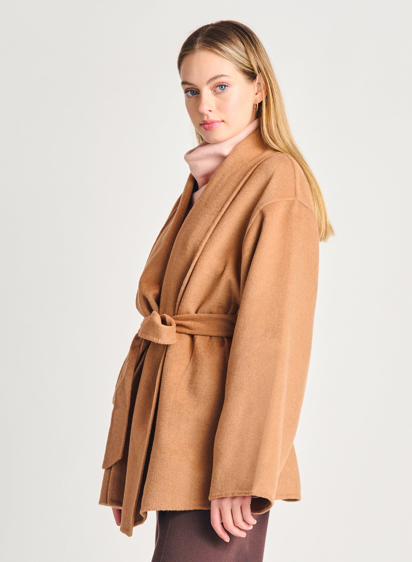 Soft Camel Shawl Collar Coat