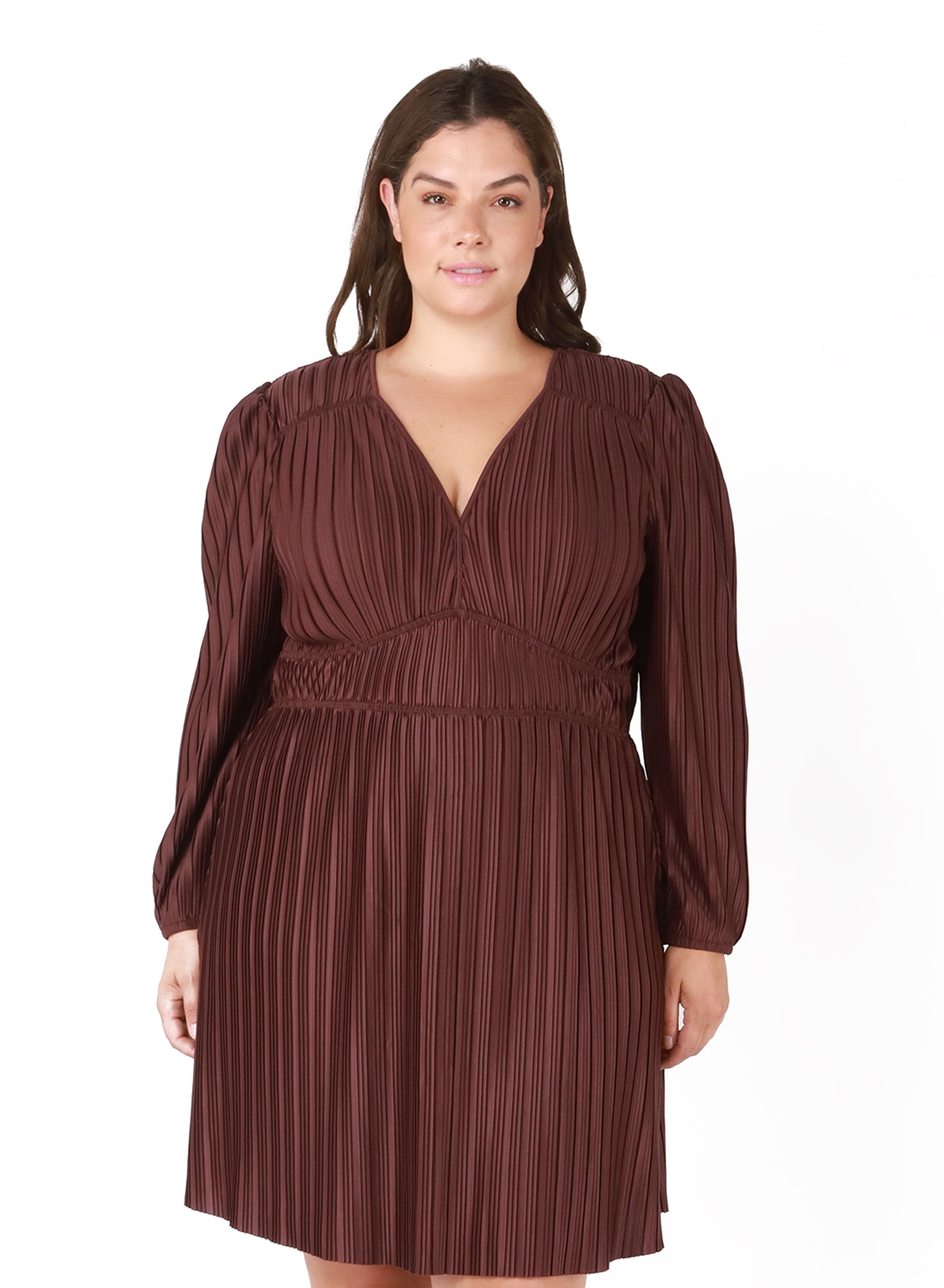 Dark Grape All-Over Pleated Dress