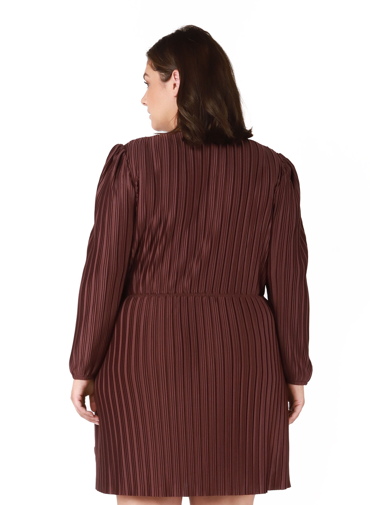 Dark Grape All-Over Pleated Dress