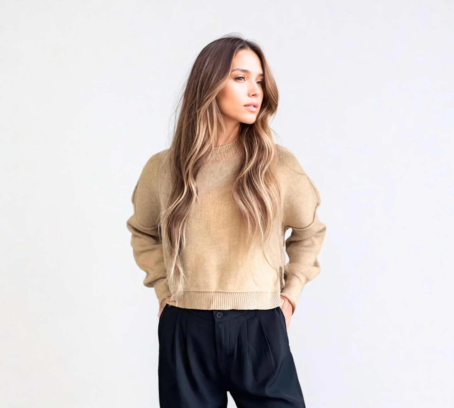 The Celeste Knit Sweater in Camel