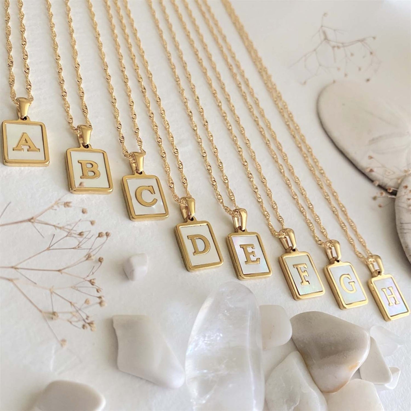 The Carrie Mother of Pearl inlayed Alphabet Charm
