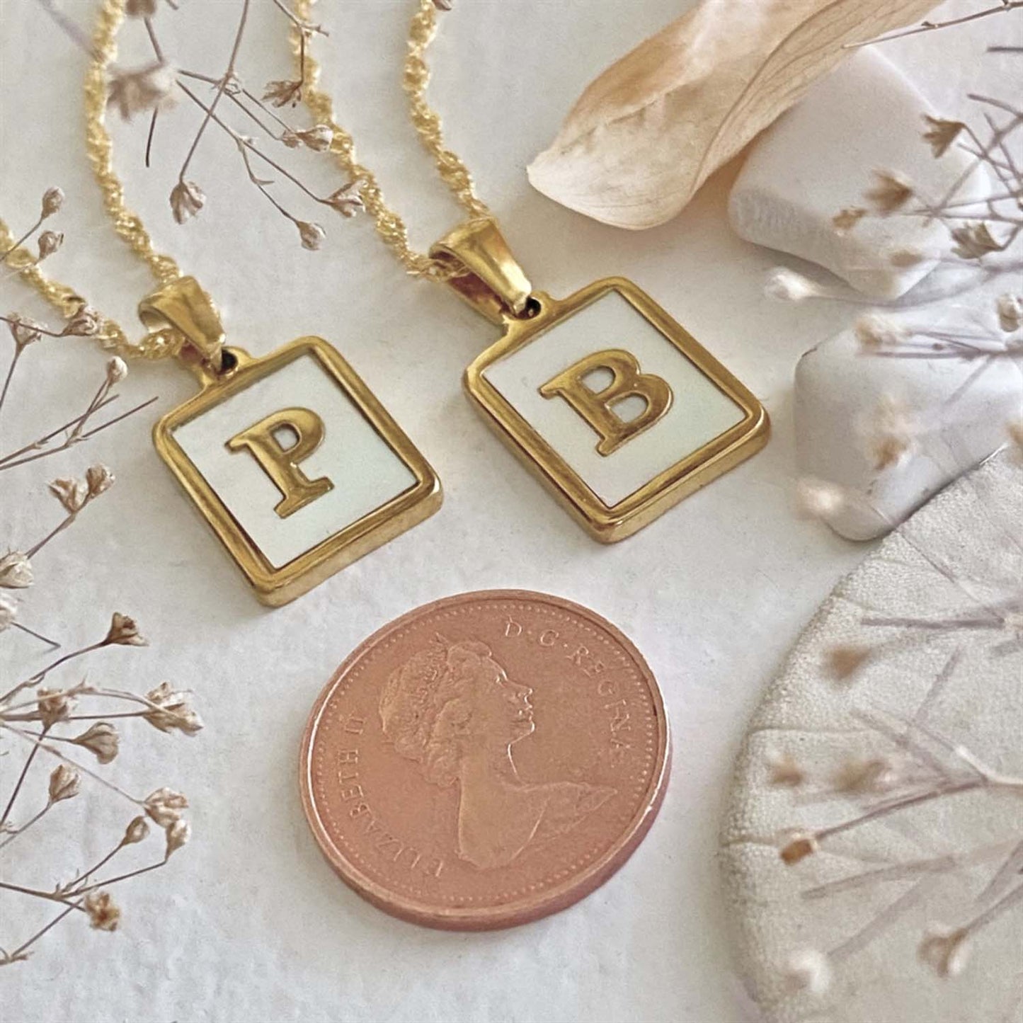 The Carrie Mother of Pearl inlayed Alphabet Charm