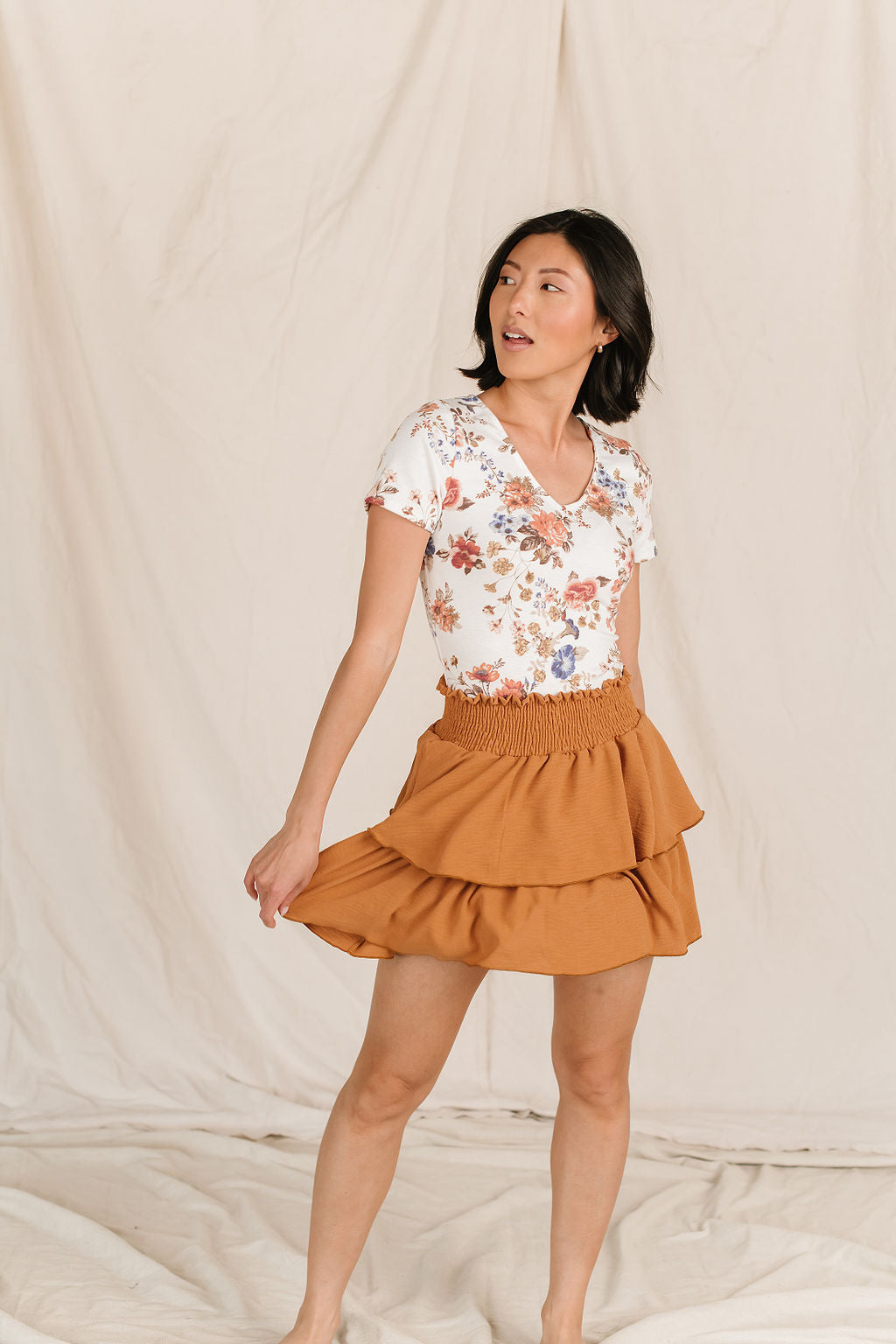 Tired Ruffle Skirt in Mocha