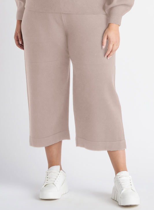 Relaxed Knit Culotte in Taupe